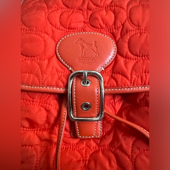 Coach - Vintage 2004 Orange Quilted Nylon & Leather Coach Mini Backpack With COA - Picture 7 of 11